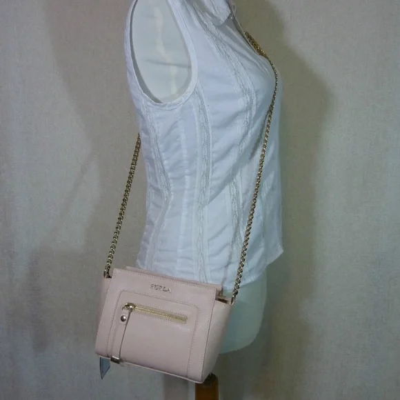 NEW FURLA Pink Leather Mini Ginevra Small Crossbody Bag AUTHENTIC FURLA MINI BAG